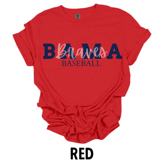 Bama Braves Baseball Red Tee