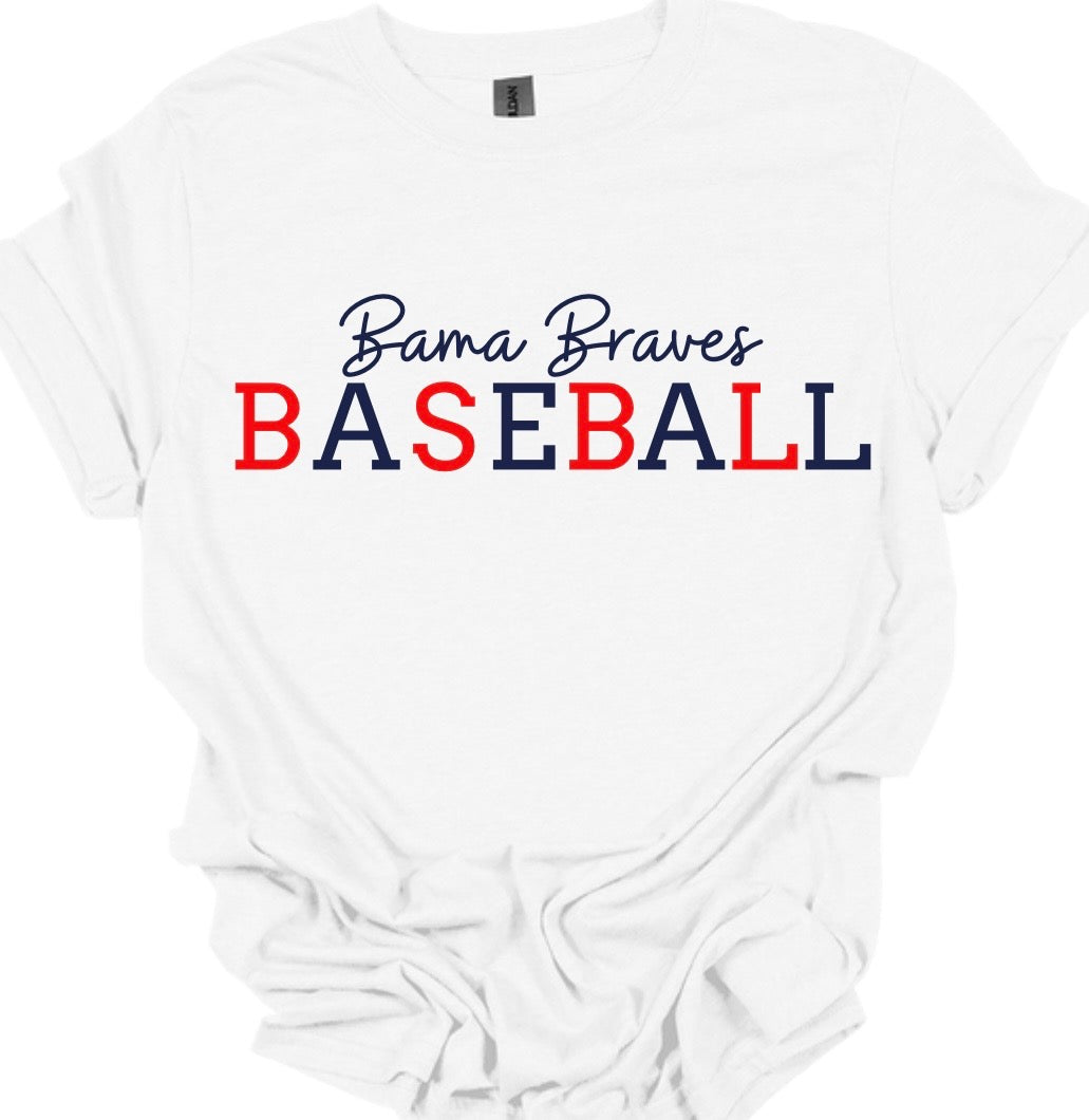 Bama Braves Baseball White Tee