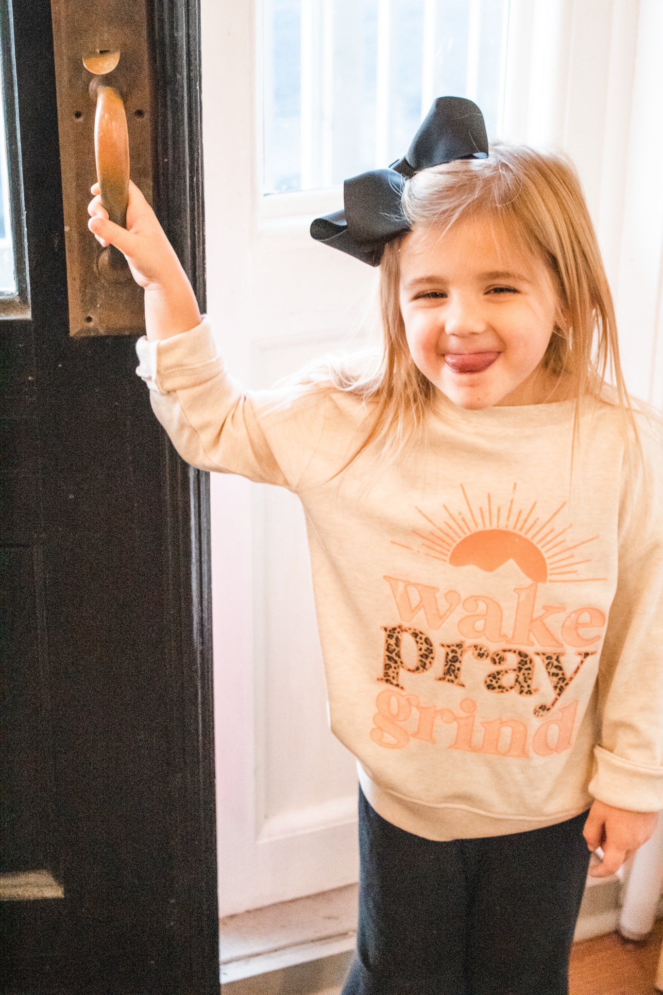 Wake, Pray, Grind Kids' Graphic Sweatshirt